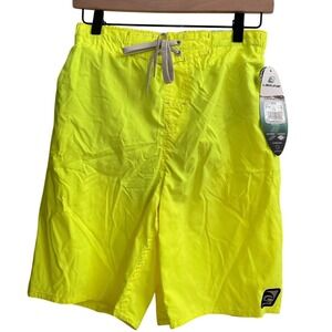 Laguna‎ Mens Neon Swim Trunks S Yellow Board Shorts Mesh Liner Beach Surf Sporty